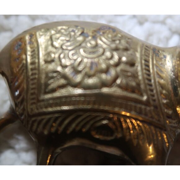 Solid Brass Hand Crafted Elephant Collectible Small Statue Figure Vintage - Picture 7 of 8